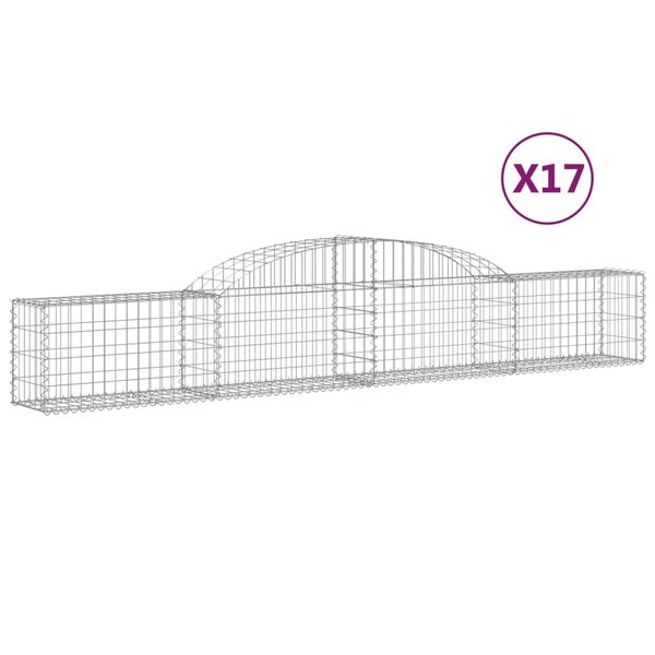 vidaXL Paniers à gabions arqués 17 Pièces 300x30x40/60 cm fer galvanisé