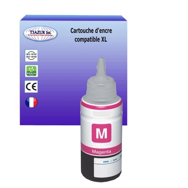 Cartouche Compatible pour Epson EcoTank ET-2650, ET-3600, ET-4500, ET-4550, ET-L100, ET-L110 remplace Epson T6643 (C13T664340) Magenta  - T3AZUR