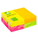 Bloc-notes q-connect quick notes couleurs néon rainbow 76x127mm 100f repositionnables roseorange/vert/jaune 12 blocs