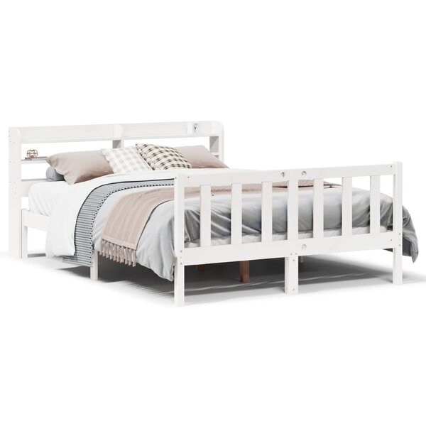 vidaXL Cadre de lit sans matelas blanc 140x190 cm bois de pin massif