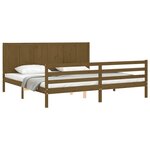 vidaXL Cadre de lit avec tête de lit marron miel 200x200cm bois massif
