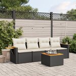 vidaXL Salon de jardin 5 Pièces avec coussins noir résine tressée