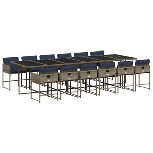 vidaXL Ensemble à manger de jardin avec coussins 13 Pièces résine tressée