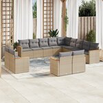 vidaXL Salon de jardin et coussins 13 Pièces mélange beige résine tressée