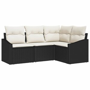 vidaXL Ensemble de canapé de jardin 4 Pièces Noir et Blanc polyrotin