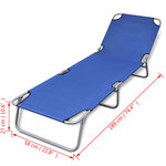 vidaXL Chaise longue pliable acier enduit de poudre bleu