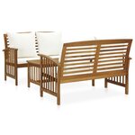 vidaXL Salon de jardin 3 Pièces avec coussins Bois d'acacia massif