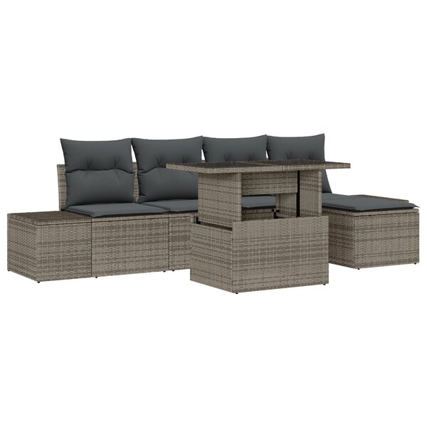 vidaXL Ensemble de canapés de jardin 6 pièces avec coussins gris poly rotin