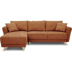 Canapé d'angle convertible réversible 3-4 places tissu Terracotta à coffre de rangement - 244 x 158 x Hauteur 95 cm