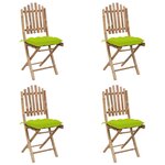 vidaXL Ensemble à manger d'extérieur pliable 5Pièces avec coussins Bambou
