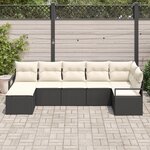 Ensemble de canapé de jardin vidaXL 7 pièces avec coussins noir poly rotin
