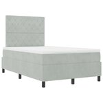 Lit à ressort vidaXL avec matelas Velours gris clair petit double
