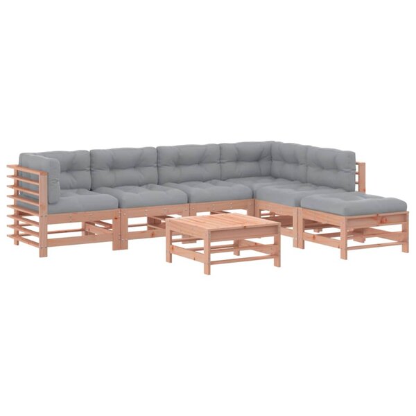 vidaXL Salon de jardin 7 Pièces avec coussins bois massif douglas