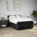 vidaXL Sommier à lattes de lit avec matelas Noir 140x200 cm Tissu