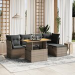 vidaXL Salon de jardin 6 Pièces avec coussins gris résine tressée