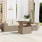 vidaXL Salon de jardin avec coussins 6 Pièces beige résine tressée