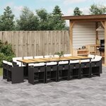 vidaXL Ensemble à manger de jardin 17 Pièces coussins noir résine tressée