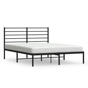 vidaXL Cadre de lit métal avec tête de lit noir 140x200 cm