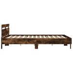 vidaXL Cadre de lit avec tête de lit et LED chêne fumé 180x200 cm