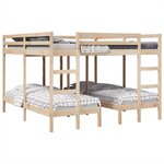 vidaXL Lit superposé triple 140x200/70x140 cm bois de pin massif