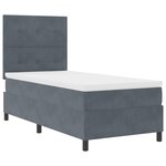 Lit Box Spring vidaXL avec Matelas Gris Foncé 90x200 cm en Velours