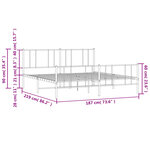 vidaXL Cadre de lit métal avec tête de lit/pied de lit blanc 183x213cm