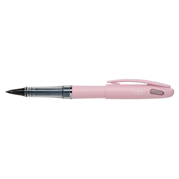 Feutre plume tradio trj97 encre noire corps pastel magnolia x 12 pentel