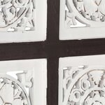 vidaXL Panneau mural sculpté à la main MDF 40x40x1 5cm Marron et blanc