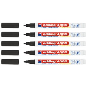 Marqueur Craie Liquide 4085 Noir Pointe Fine 1-2 mm x 5 EDDING