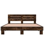 vidaXL Cadre de lit chêne fumé 160x200 cm bois d'ingénierie et métal
