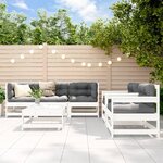 vidaXL Salon de jardin 6 Pièces avec coussins blanc bois massif