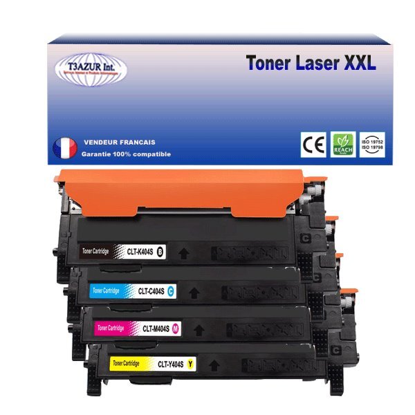 4 Toners  compatibles avec Samsung CLT-404S pour Samsung XPress C480FW (Noire + Couleur) - T3AZUR
