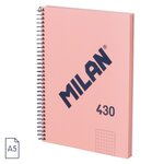 Cahier à Spirale Milan Serie 1918 Format A5 Grille 5x5mm - 80 Feuilles de 95 gr/m2 - Microperforé  2 Trous - Coloris Rose
