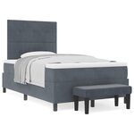 vidaXL Lit avec Sommier avec Matelas et Banc Gris Foncé 120x190 cm Velours