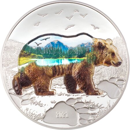 BEAR Into The Wild 2 Once Argent Monnaie 1000 Togrog Mongolia 2021