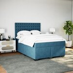 vidaXL Sommier à lattes de lit et matelas bleu 160x200 cm velours