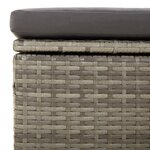 vidaXL Repose-pied de jardin et coussin Gris 55x55x30cm Résine tressée