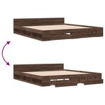vidaXL Cadre de lit avec tiroirs chêne marron 200x200 cm