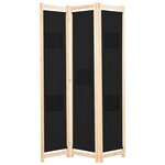 vidaXL Cloison de séparation 3 panneaux Noir 120x170x4 cm Tissu
