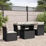 vidaXL Salon de jardin 6 Pièces avec coussins noir résine tressée