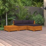 vidaXL Salon de jardin 4 Pièces avec coussins Bois d'acacia solide