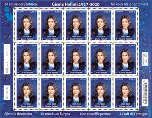 Feuille de 15 timbres - Gisèle Halimi (1927-2020) - Lettre verte
