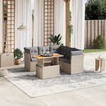 vidaXL Salon de jardin avec coussins 5 Pièces beige résine tressée