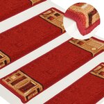 vidaXL Tapis d'escalier autoadhésifs 10 Pièces 65x21x4 cm Rouge