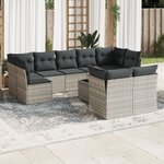 vidaXL Salon de jardin avec coussins 10 Pièces gris clair résine tressée