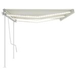vidaXL Auvent manuel rétractable avec LED 6x3 5 m Crème