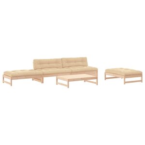 vidaXL Salon de jardin 5 Pièces avec coussins bois massif