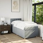 vidaXL Sommier à lattes de lit avec matelas Gris clair 100x200cm Tissu