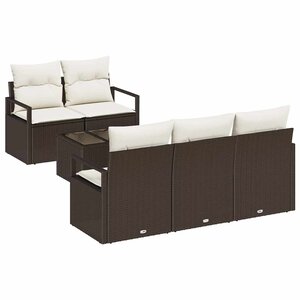 vidaXL Ensemble de Canapés 6 Pièces Marron et Crème polyrotin