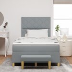 vidaXL Lit à sommier avec matelas et banc Gris clair 120x200 cm Tissu